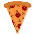 Slice of Italian pepperoni pizza. White background Royalty Free Stock Photo