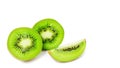 slice of juicy delicious and healthy ripe kiwi, isolated on white background, copy space, template Royalty Free Stock Photo