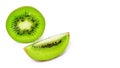 slice of juicy delicious and healthy ripe kiwi, isolated on white background, copy space, template Royalty Free Stock Photo