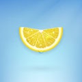 Slice of Juicy Lemon on a Blue Background