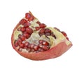 A slice of juicy pomegranate on a white background, close-up