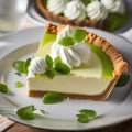 A slice of key lime pie with a dollop of whipped cream3