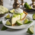 A slice of key lime pie with a dollop of whipped cream3