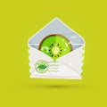 Slice of kiwi fruit in mail envelope. send from nature concept - Royalty Free Stock Photo