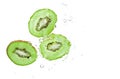 Slice of kiwi splash on water isolated Royalty Free Stock Photo