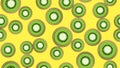 Slice of kiwi on a yellow background. vector illustration, pattern. fruit in a cut with seeds. round piece of kiwi green color, Royalty Free Stock Photo