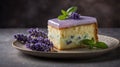 Lavender Infused Cake with Cream Cheese and Purple Glaze: A Delicious Floral Treat Royalty Free Stock Photo