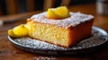 A slice of lemon cake on a plate Royalty Free Stock Photo