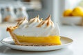 Single slice of lemon meringue pie on plate Royalty Free Stock Photo