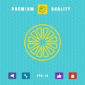 Slice of lemon,orange or other citrus fruit - line icon Royalty Free Stock Photo