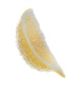 Slice of lemon in sparkling water on white. Citrus soda Royalty Free Stock Photo