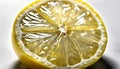 A slice of lemon on a white background