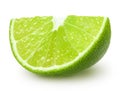 Slice of lime citrus fruit isolated on white background, with clipping path. Royalty Free Stock Photo