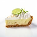 Delicate Donut Key Lime Pie Slice On White Background