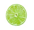 Slice of lime on white background