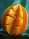 Slice of mango fruit photo detail .AI generated