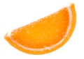A slice of marmalade orange is isolated on a white background. Marmalade candy Royalty Free Stock Photo
