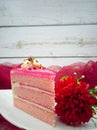 Side view of a slice of the milk syrup cake or Sirap bandung cake Royalty Free Stock Photo