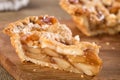 Slice of mouth watering rustic apple pie