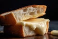 Slice Of Muenster Cheese On Bread. Generative AI Royalty Free Stock Photo