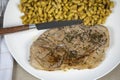 Slice of mutton leg and flageolet beans