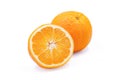 Slice navel seedless orange isolated on white with clipping path