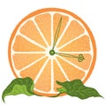 Slice of orange as clock