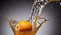 A slice of orange is being squirted with water Royalty Free Stock Photo