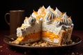 a slice of orange cream pie on a plate