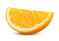 Slice of orange isolated on white background. Sliced orange Close up. Juicy and ripe citrus fruit Royalty Free Stock Photo