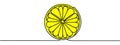 Slice of orange one line art. Continuous line drawing of tropical fruit, lime, lemon, citrus Royalty Free Stock Photo