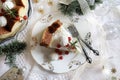 Slice of Pandoro with Raffaello cream.