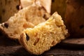 A slice of Panettone. Traditional italian christams cake panettone Royalty Free Stock Photo