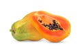 Slice papaya on white background