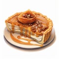 Hyperrealistic Watercolor Illustration: Pumpkin Chiffon Pie With Cinnamon Roll And Pecan Crust Royalty Free Stock Photo