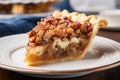 slice of pecan pie on a plain white plate Royalty Free Stock Photo