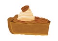 Slice of pecan pie with whipped cream icon vector Royalty Free Stock Photo