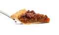 A slice of pecan pie on white Royalty Free Stock Photo