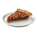 A Slice of Pecan Pie on a White Plate Royalty Free Stock Photo