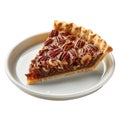 A Slice of Pecan Pie on a White Plate Royalty Free Stock Photo