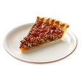 A Slice of Pecan Pie on a White Plate Royalty Free Stock Photo