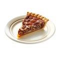 A Slice of Pecan Pie on a White Plate Royalty Free Stock Photo
