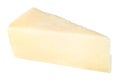 Slice of Pecorino Romano sheep cheese isolated