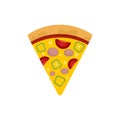 Slice pepper pizza icon, flat style