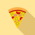 Slice pepper pizza icon, flat style