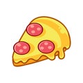 Slice Of Pepperoni Pizza, Food Item Outlined Isolated Childish Icon For Flash Game Design Or Slot Machine Royalty Free Stock Photo