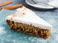 Slice of pineapple-carrot cake with sour cream Royalty Free Stock Photo