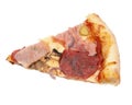 A slice of pizza bacon, ingredient becon and mozarella, isolated on white Royalty Free Stock Photo
