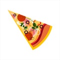 Slice Of Pizza With Ham And Tomatos, Street Fast Food Cafe Menu Item Colorful Vector Icon Royalty Free Stock Photo