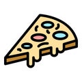 Slice pizza icon color outline vector